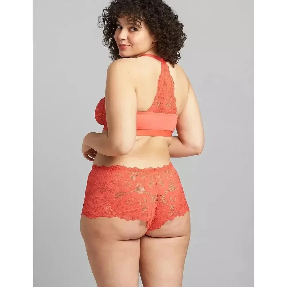 Cacique Floral Lace Triangle Unlined Bra Starfish Coral Size 44C